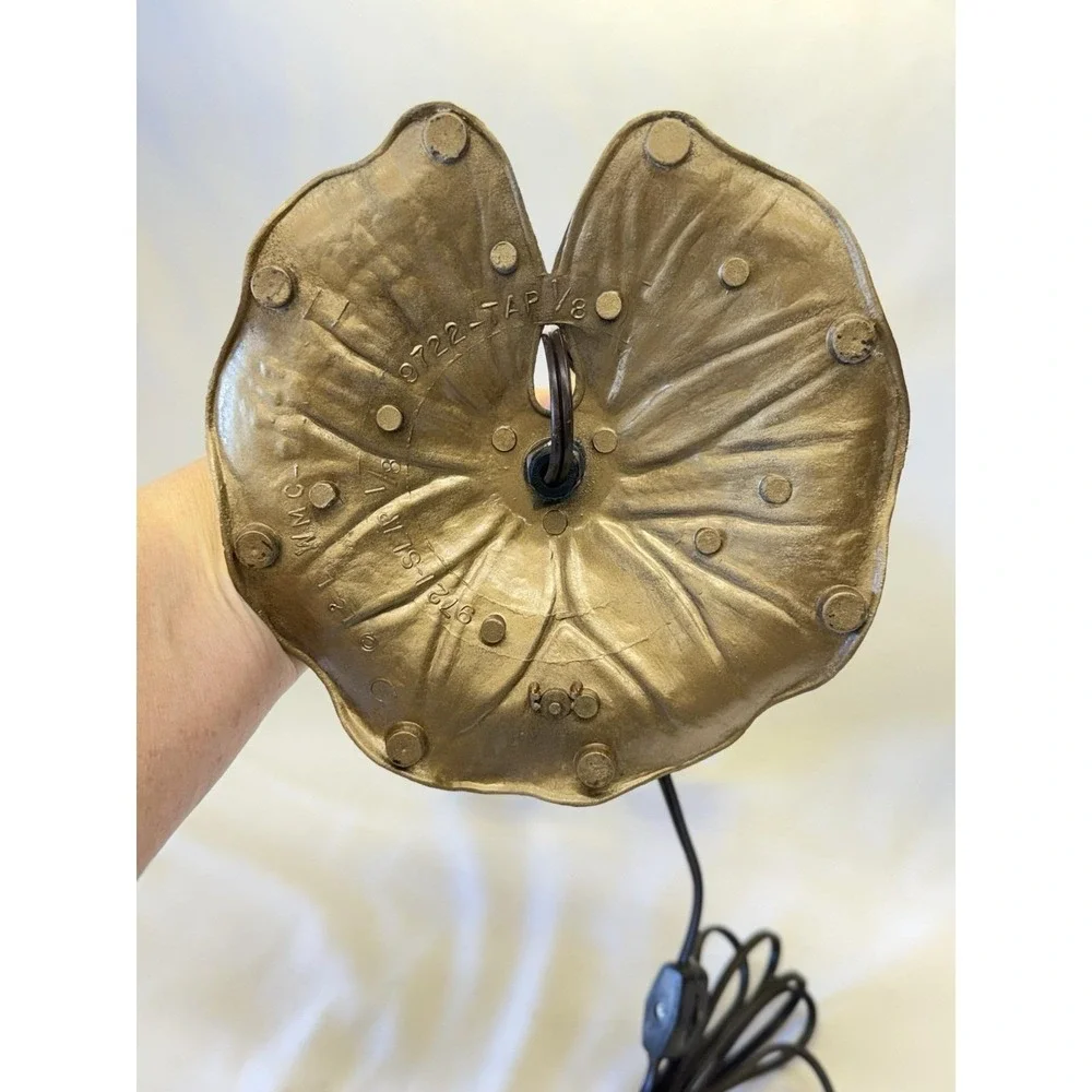 Art Nouveau Brass Style Gooseneck Lily Pad Desk Lamp W/ Fenton Opalescent Shade